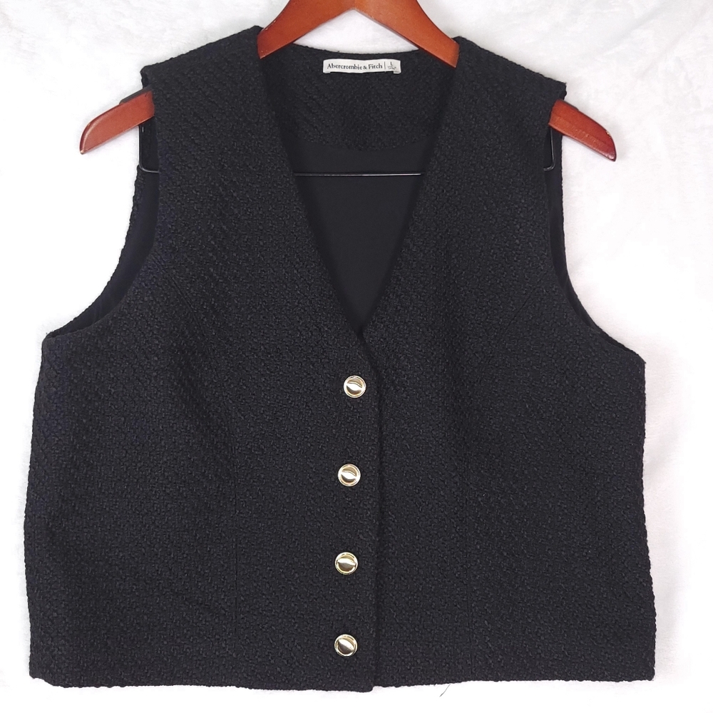 Abercrombie & Fitch Black Button Down Vest L